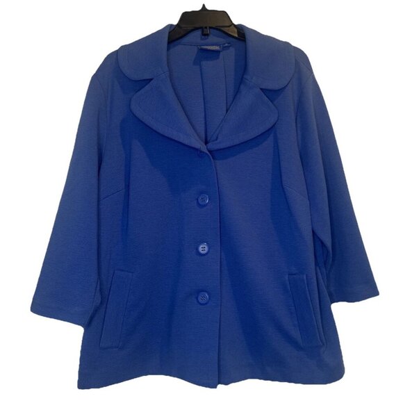 Pendleton Women’s Blue Ribbed Knit 3/4 Sleeve Blazer Jacket Stretch Sz 2X - Picture 1 of 10